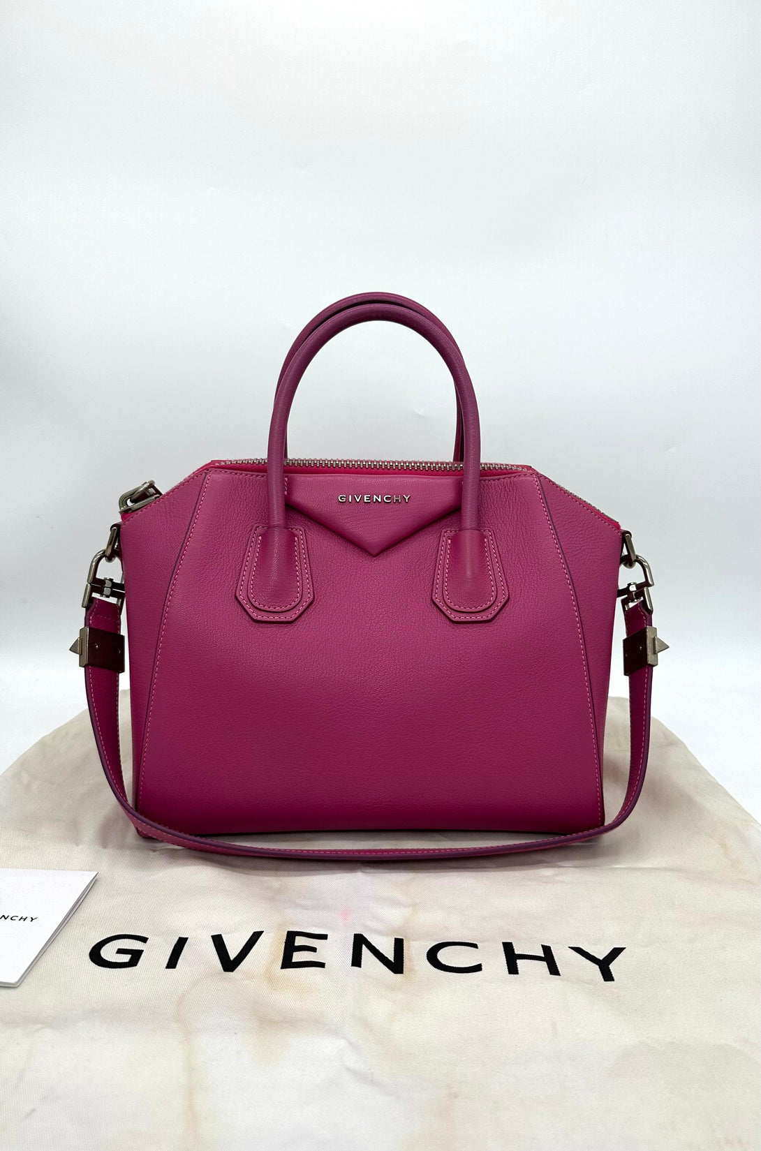 GIVENCHY Magenta Leather Small Antigona Satchel - Reeluxs 