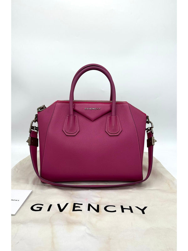 GIVENCHY Magenta Leather Small Antigona Satchel - Reeluxs 