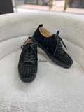 CHRISTIAN LOUBOUTIN Junior Spikes Suede Black Sneakers Shoes Size 44