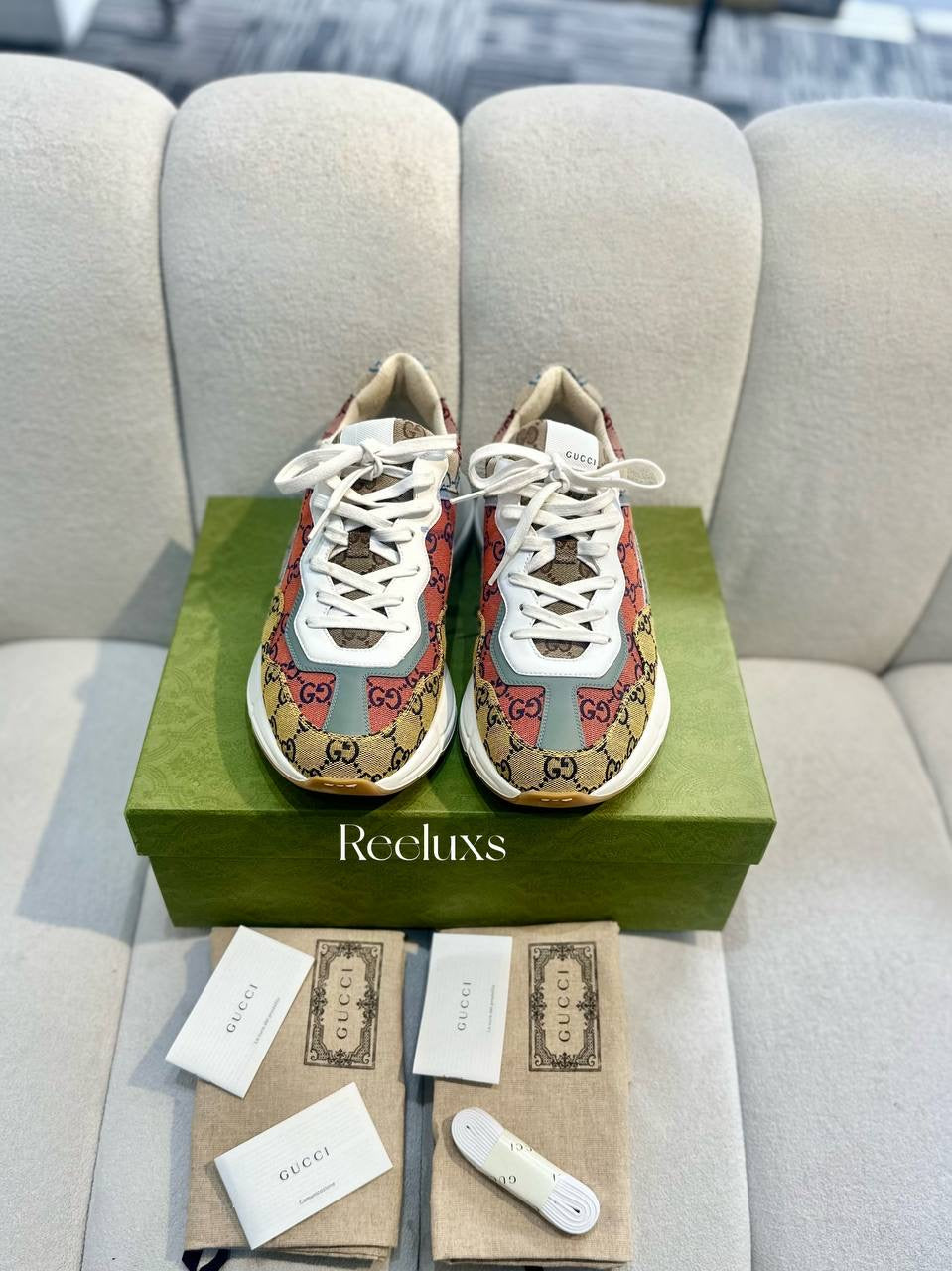 FullSet GUCCI Rhyton GG Multicolor Sneaker Men's Shoes Size 10