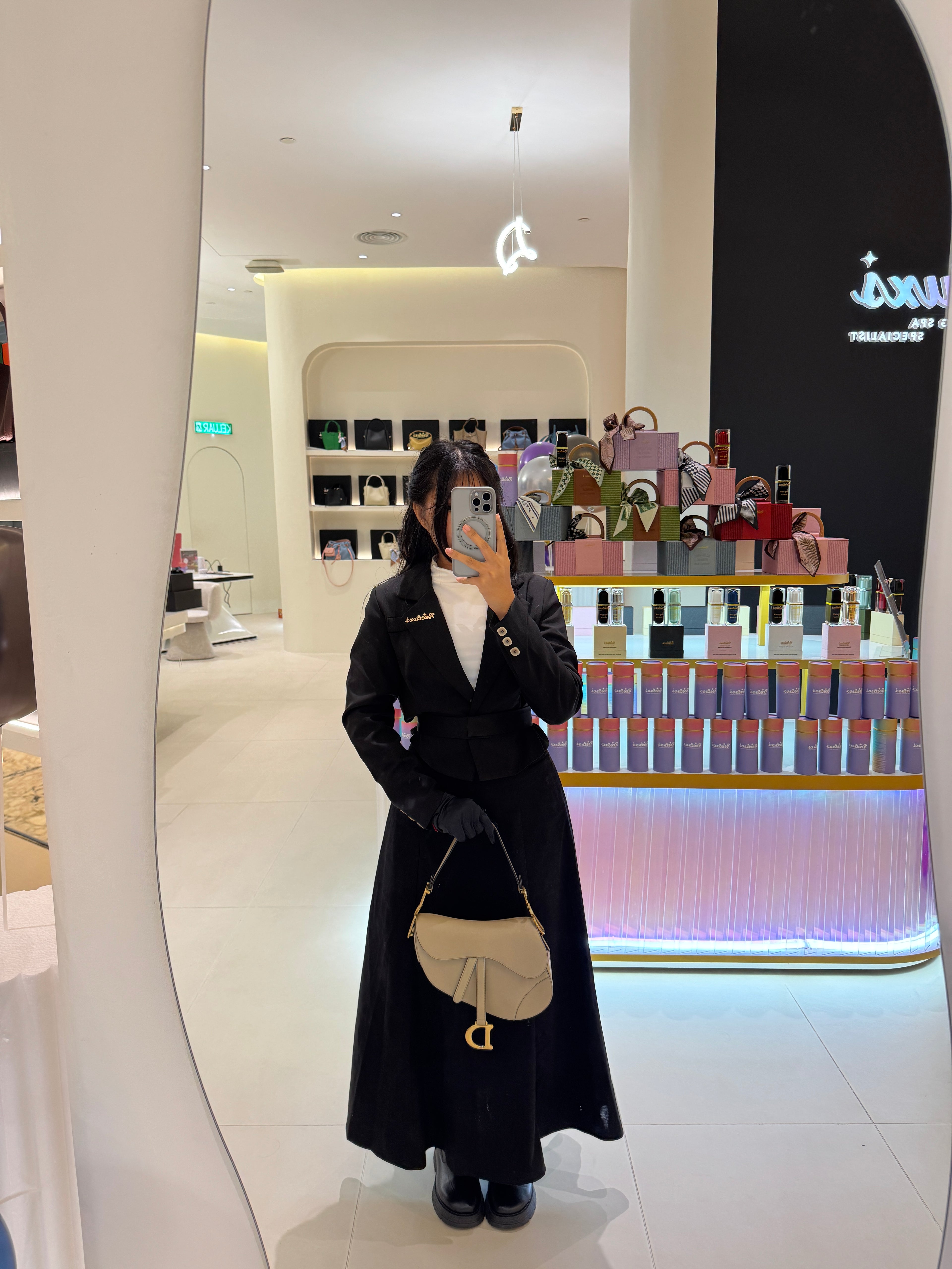 2022 FULLSET CHRISTIAN DIOR Medium Leather Saddle Shoulder Bag