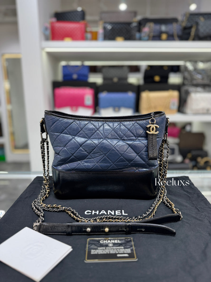 CHANEL Gabrielle Hobo Bag Navy Blue