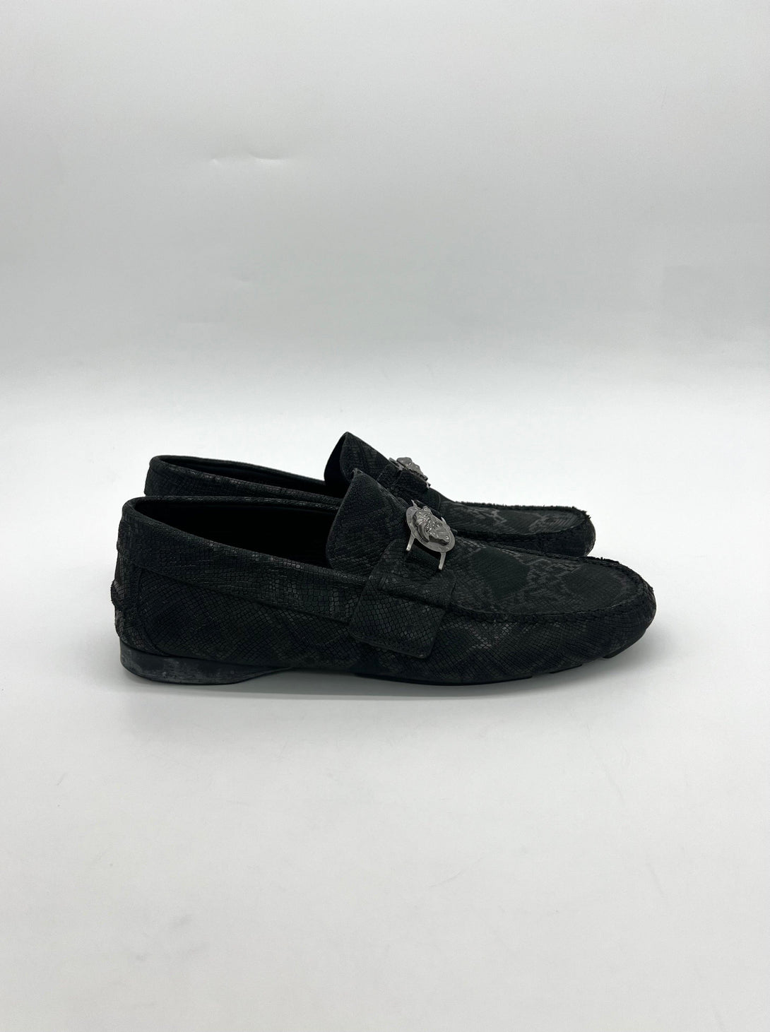 VERSACE BLACK NUBUCK LOAFERS SIZE 40 - Reeluxs 