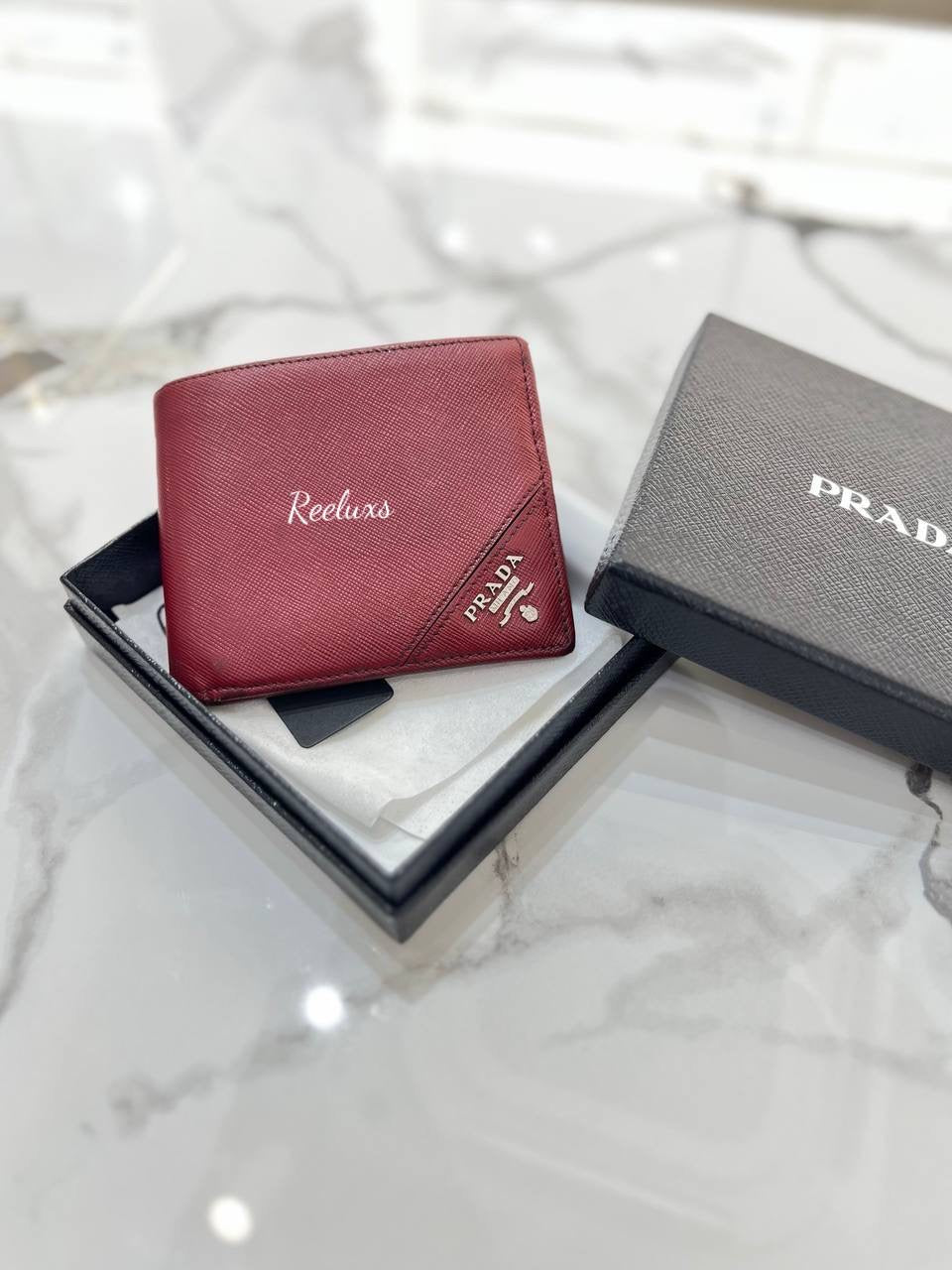 PRADA Saffiano Leather Money Clip Bifold Wallet