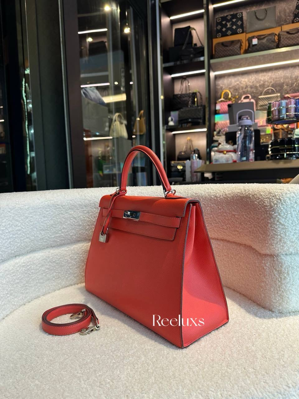 HERMES Capucine Epsom Kelly Sellier 32 Palladium Hardware