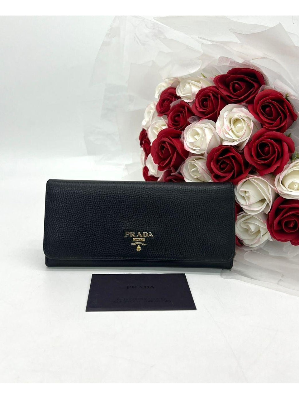 PRADA Saffiano Metal Continental Flap Wallet Black - Reeluxs 