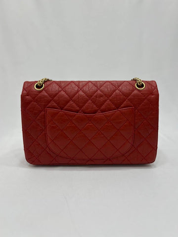 CHANEL Red Quilted Aged Leather Reissue 2.55 Classic Flap Bag GHW