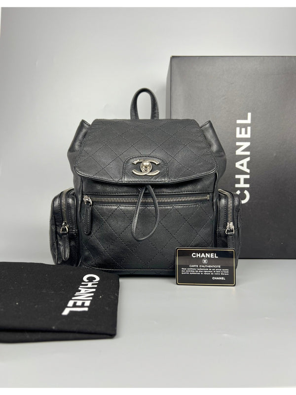 CHANEL Black Calfskin Cuba Pocket Backpack For Lady - Full Set - Reeluxs 