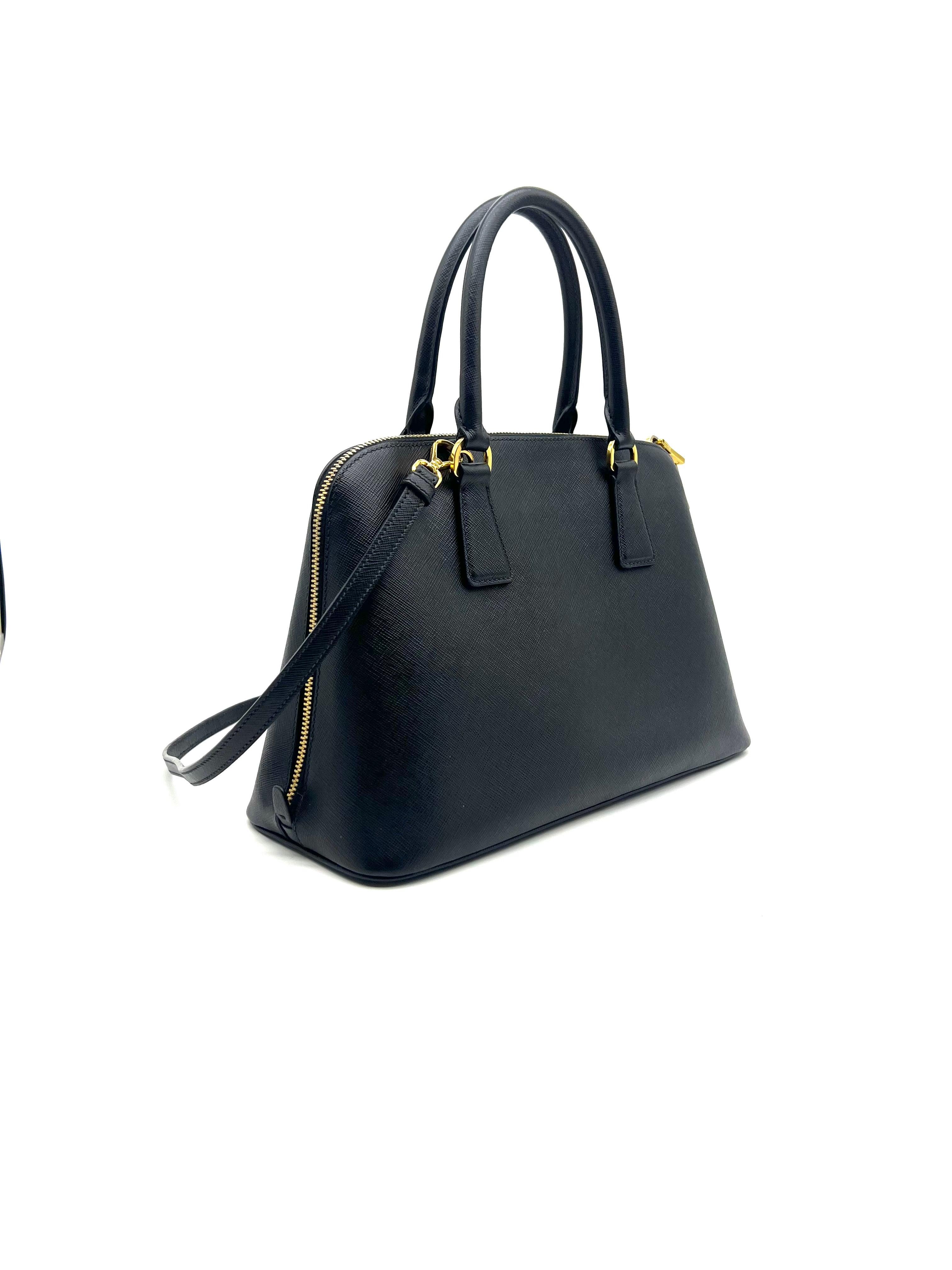 PRADA Lux Medium Promenade Saffiano Leather Shoulder&Hand Bag Nero BL0837 - Reeluxs 