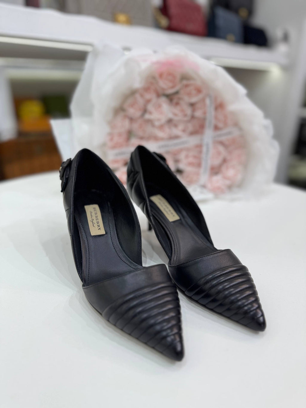 BURBERRY Amalia Quilted Leather Pointed Toe D'Orsay Pumps