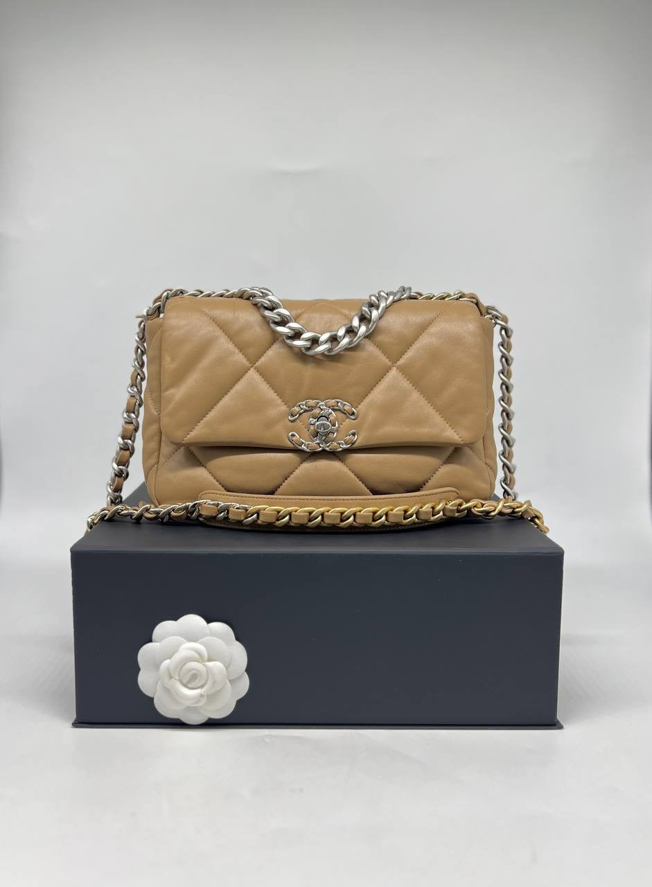 CHANEL 19 Lambskin Beige Color With GHW & SHW Women Shoulder Bag