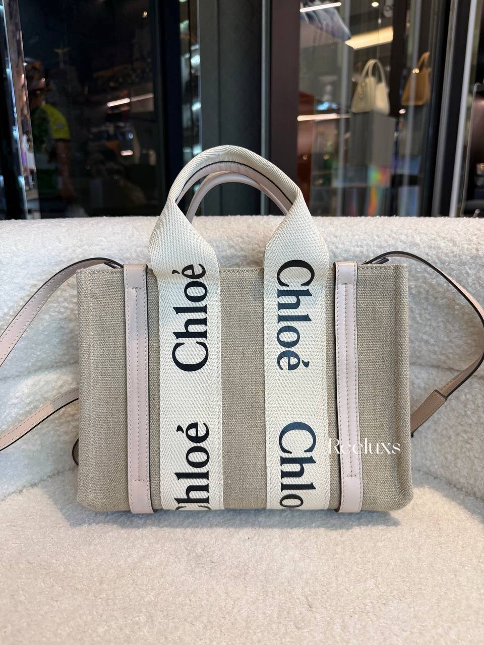 Chloé Woody Tote Bag Large Beige in Canvas