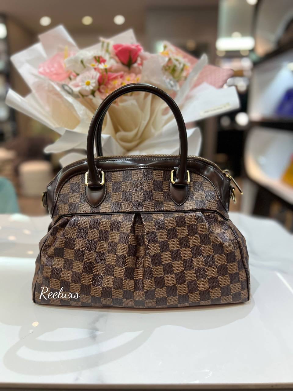 LOUIS VUITTON LV  Trevi Hand Bag damier PM Brown 2 Way Satchel Crossbody Bag