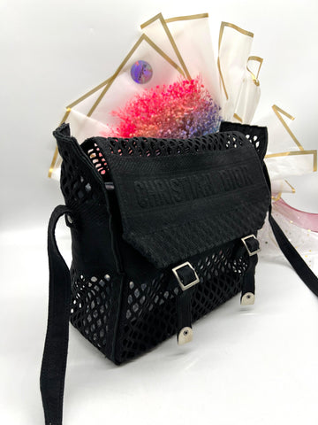 CHRISTIAN DIOR Canvas Embroidered Mesh Diorcamp Messenger Black - Reeluxs 