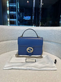Gucci Blue Leather Medium Interlocking G Shoulder                                                 Bag