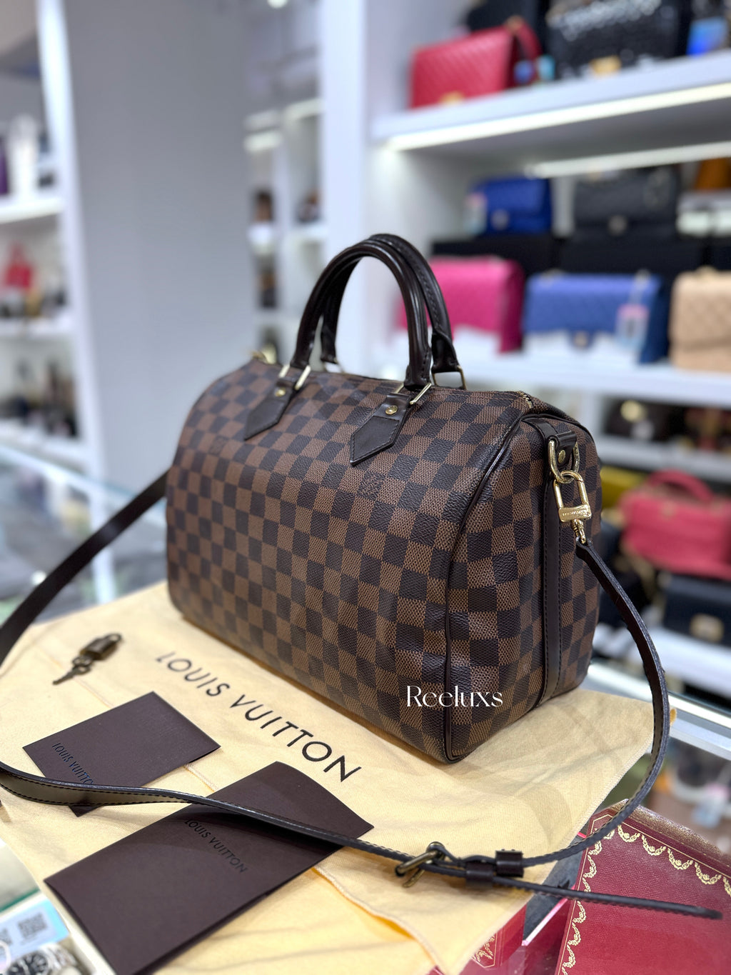 LOUIS VUITTON LV Speedy 30 Damier Ebene Canvas Handbag