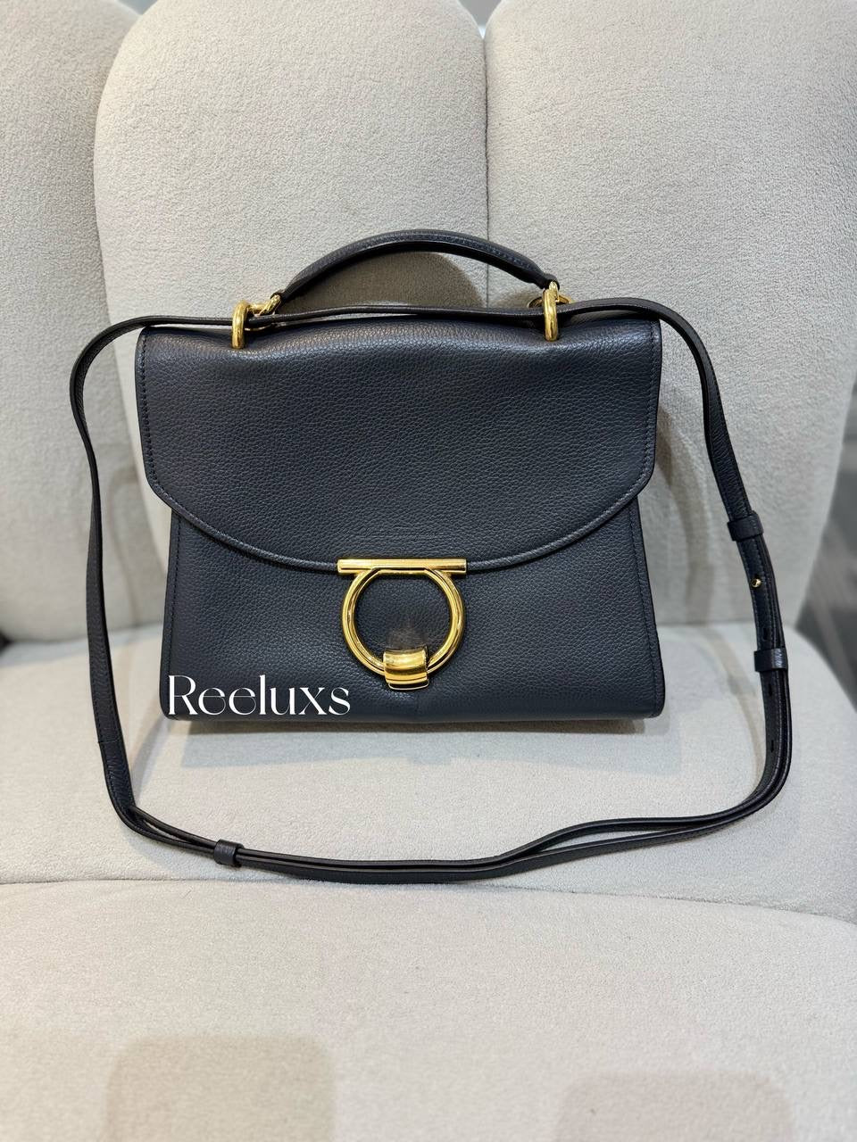 SALVATORE FERRAGAMO Calfskin Medium Margot Top Handle Satchel Handbag