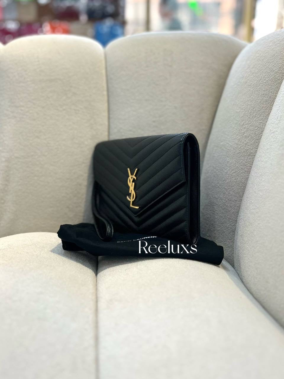 YVES SAINT LAURENT YSL Cassandre matelasse Leather Clutch ( GHW )