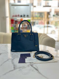 PRADA Saffiano Galleria Bag Small Navy Blue