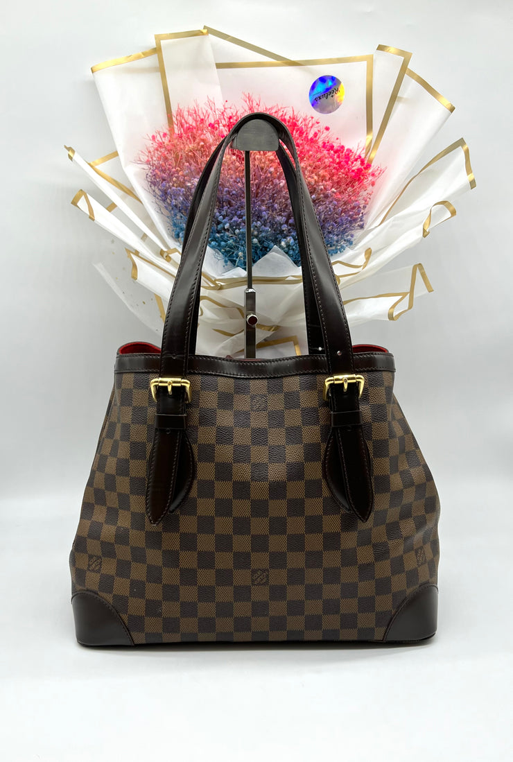 Authentic LOUIS VUITTON Damier Ebene Hampstead MM N51204 Tote Bag Brown