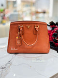 PRADA Papaya Saffiano Lux Leather Parabole Tote Handbag