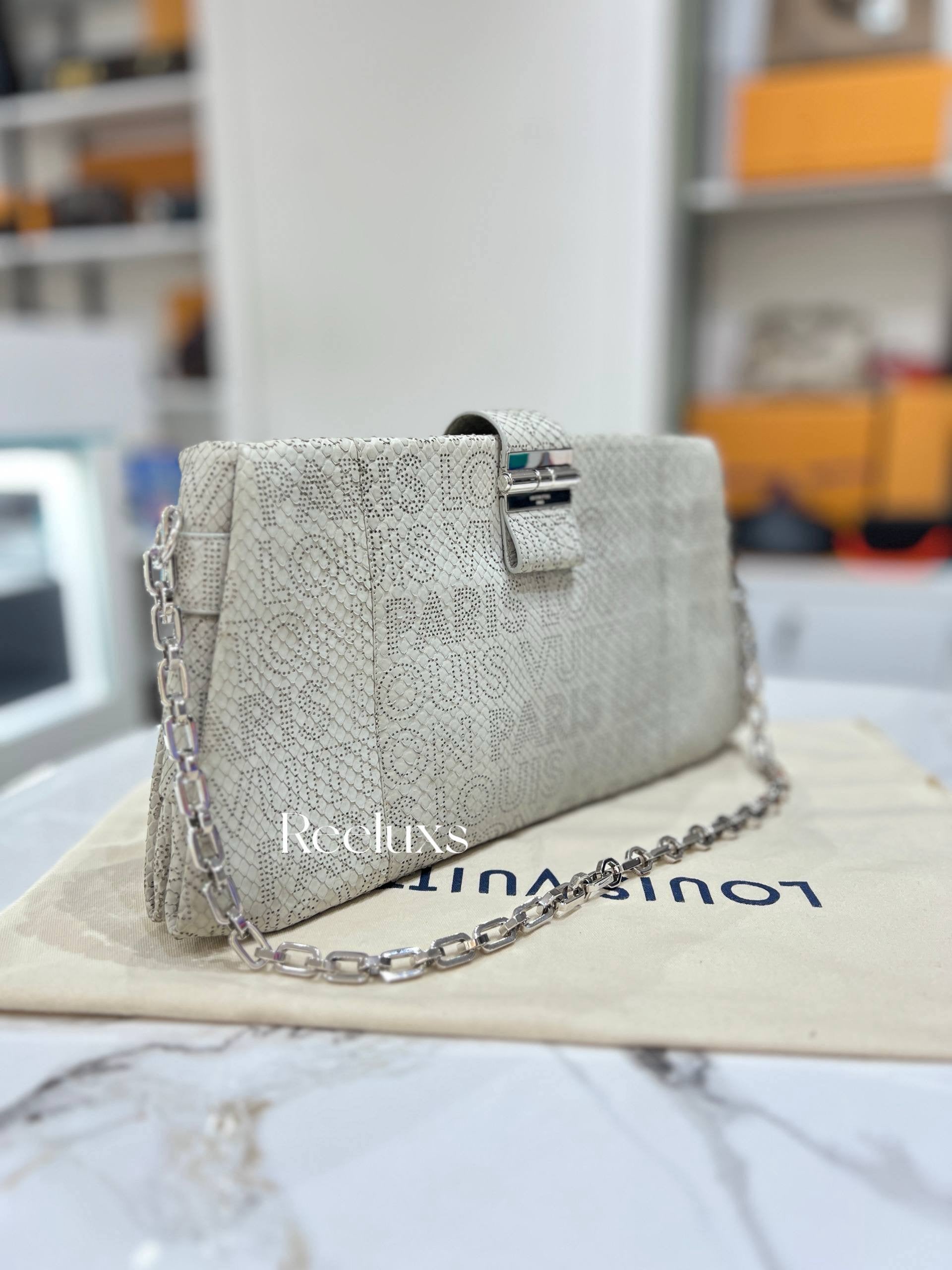 LOUIS VUITTON LV Limited Edition Python Perfore Lutece Shoulder Bag