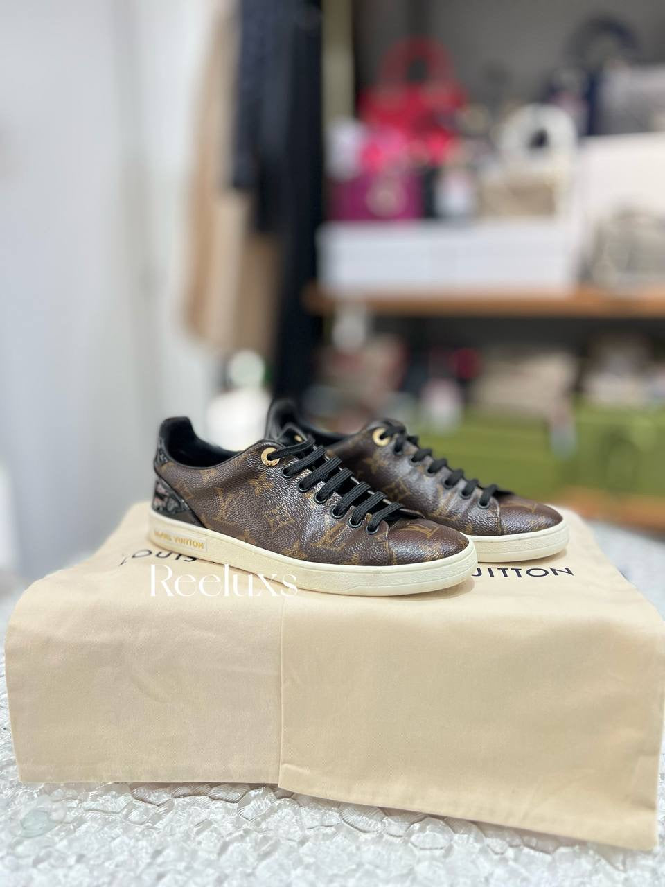 FullSet LOUIS VUITTON LV Frontrow Sneaker Monogram canvas Women's Shoes Size 35 1/2