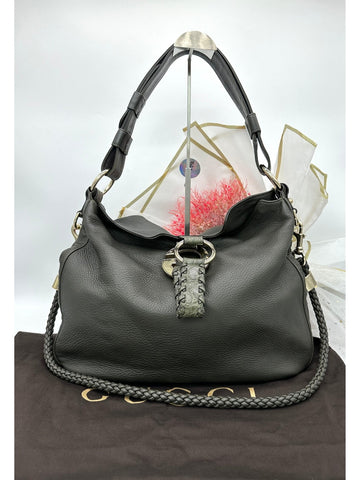 GUCCI Olive Green Alligator Trimmed Hobo Bag - Reeluxs 