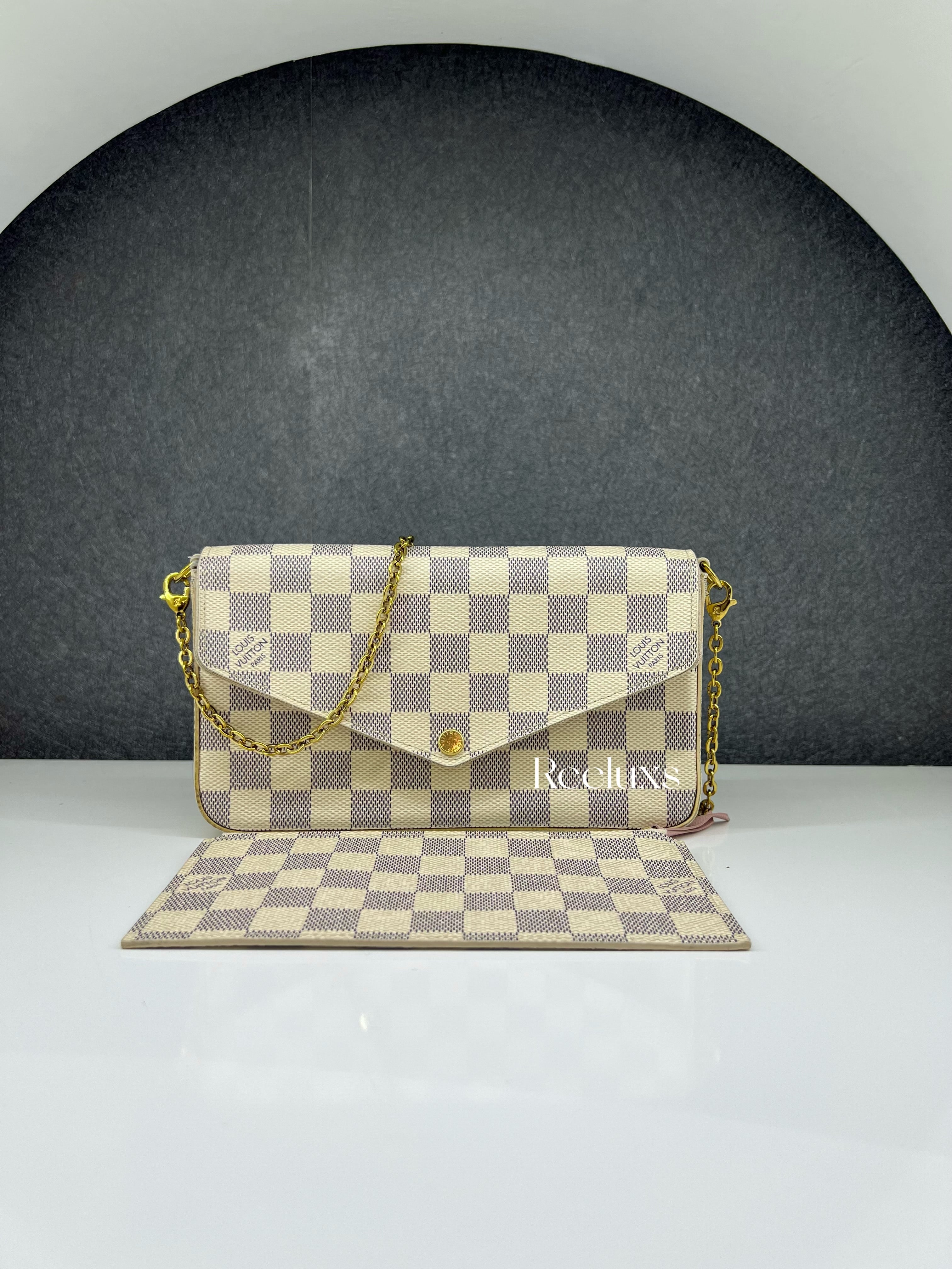 LOUIS VUITTON LV Pochette Felicie Damier Azur Canvas Slingbag