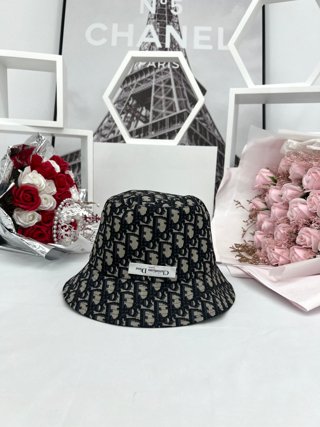 Dior Monorgram Reversible Oblique Bucket Hat Cap One Size - Reeluxs 