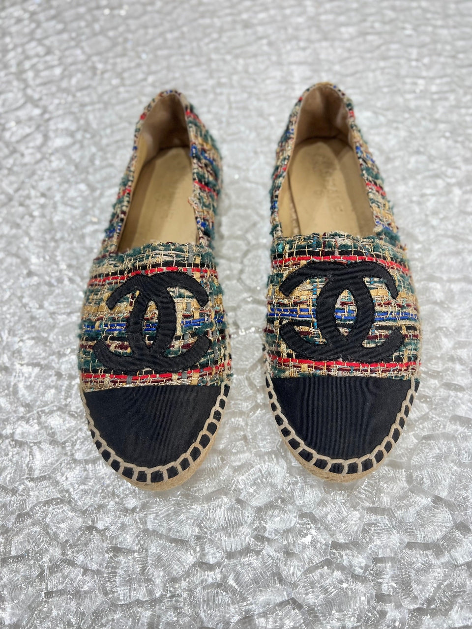 CHANEL Tweed Flats Grosgrain CC Espadrilles Multicolour for Women Shose Size 36 - Reeluxs 