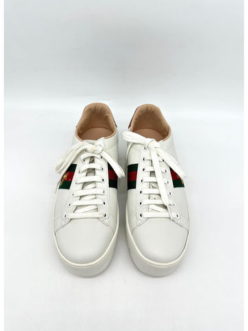 GUCCI White Leather Embroidered Bee Ace Platform Sneakers Size 39 - Reeluxs 