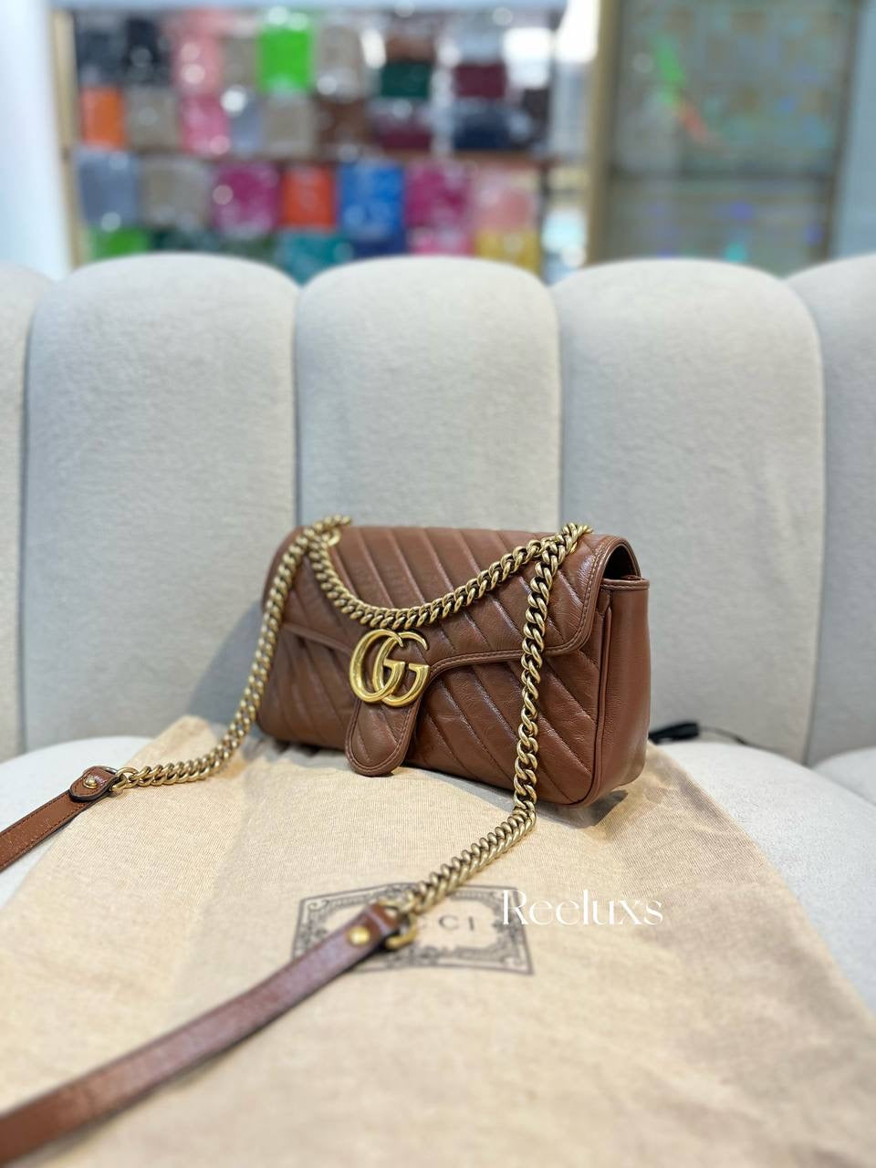 GUCCI GG Diagonal Marmont Shoulder Bag