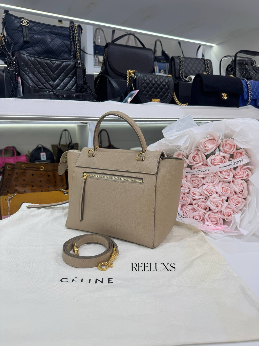 CELINE Belt Bag Micro Calf Light Taupe Hand Bag