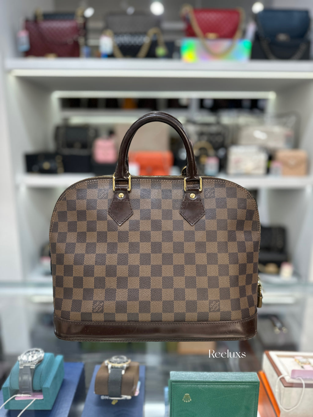 LOUIS VUITTON LV Alma PM Handbag Damier Ebene Canvas