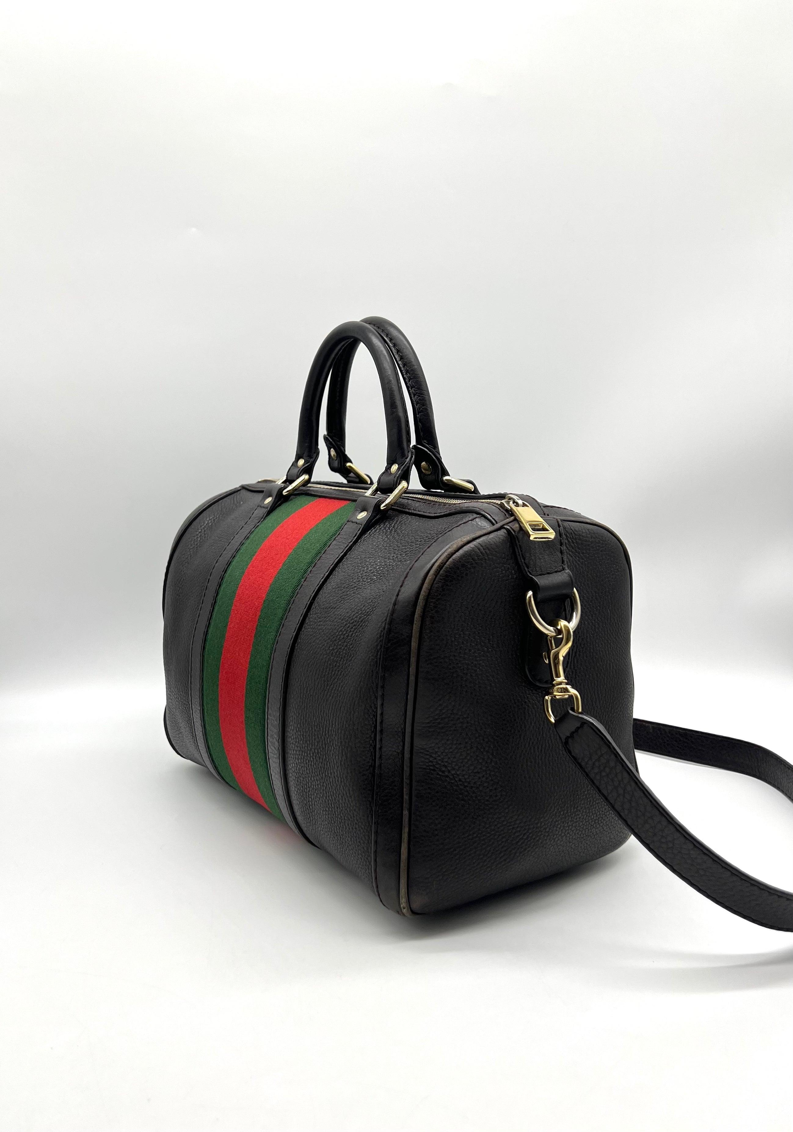 Gucci Boston Women Black Leather Hand Shoulder Bagp - Reeluxs 