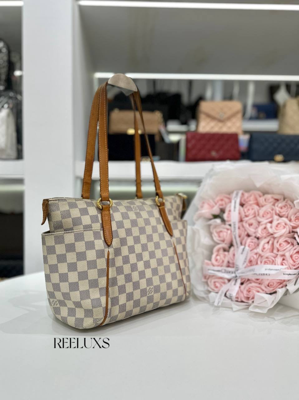 LOUIS VUITTON Totally PM Tote Bag in Damier Azur Canvas