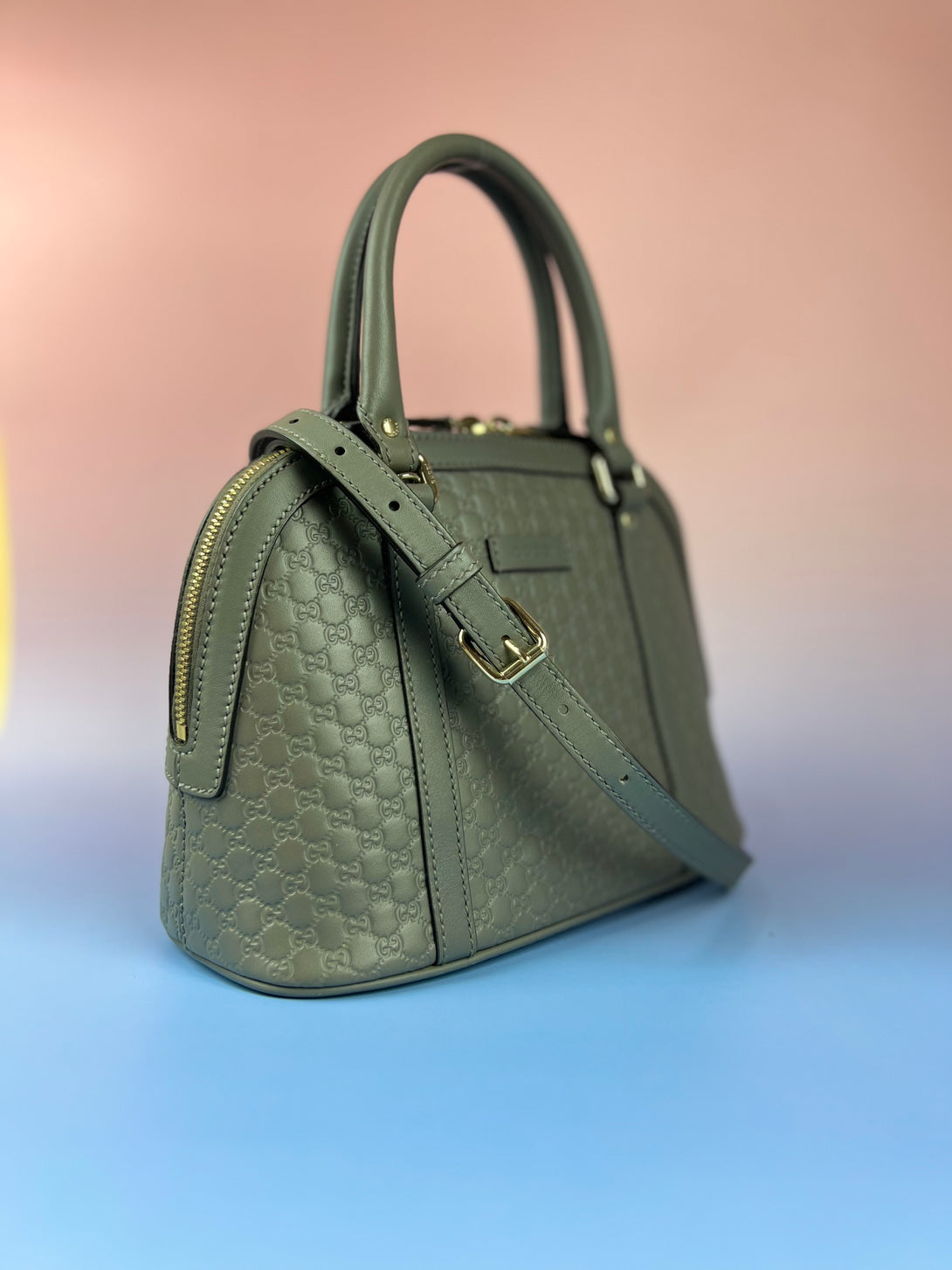 GUCCI Dome Satchel Gray Microguccissima Leather Women Shoulder Bag - Reeluxs 