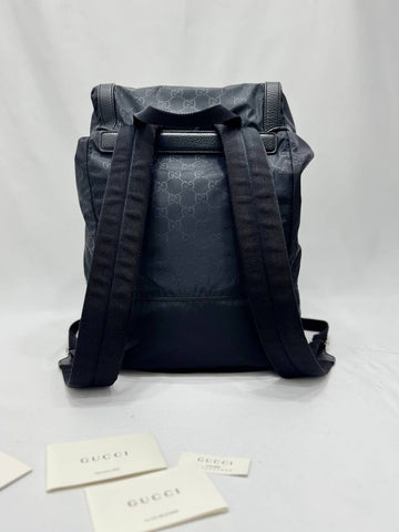 GUCCI Travel Drawstring Rucksack Black GG Supreme Nylon