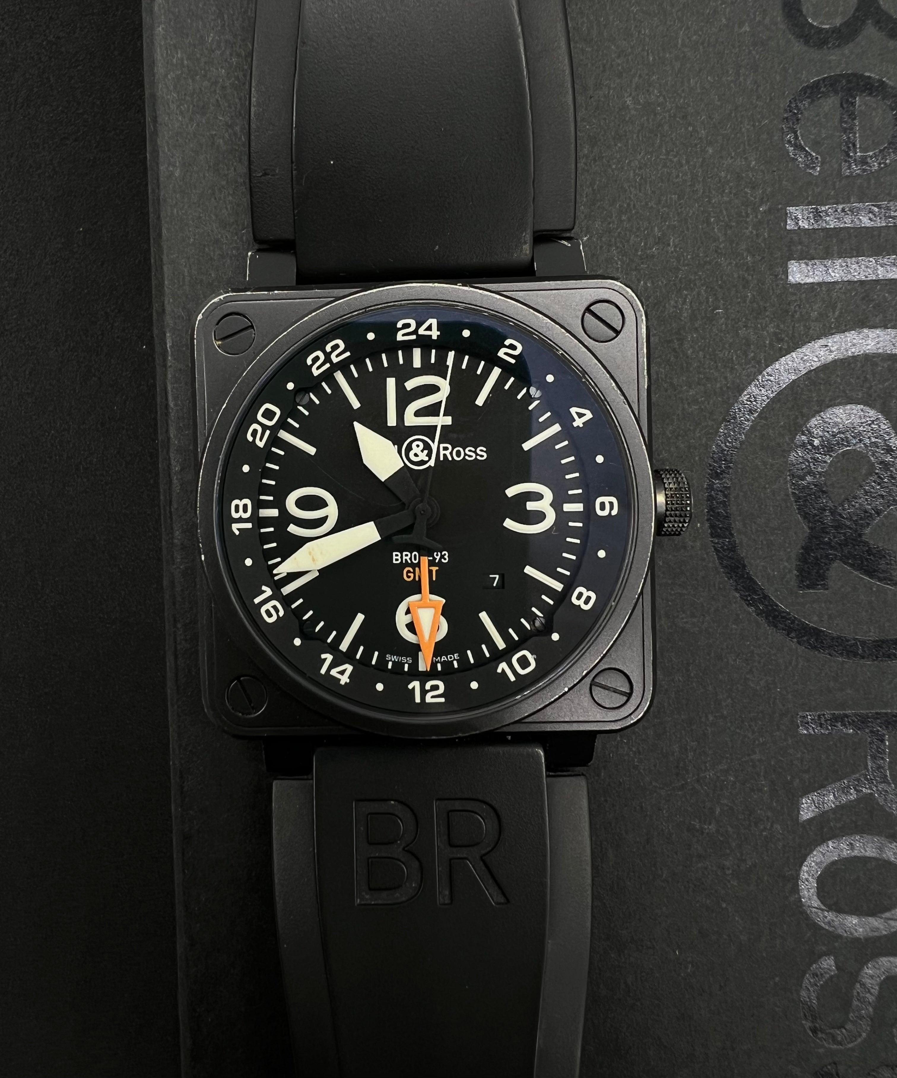 BELL & ROSS BR0193 Black PVD GMT 46mm Automatic Watch - Reeluxs 