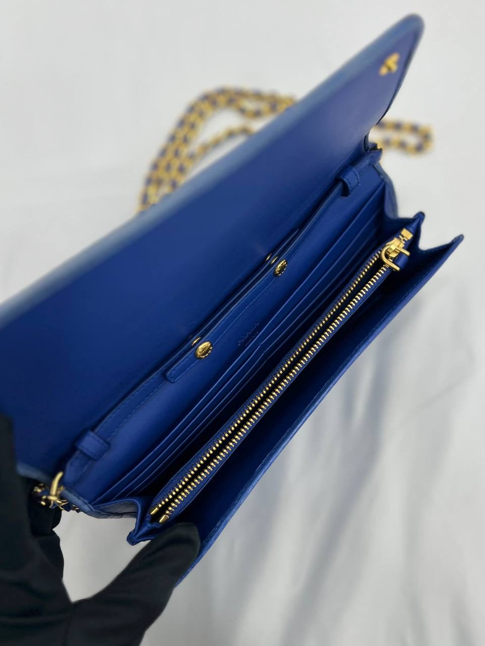 PRADA Mini Sling Bag In Blue Leather