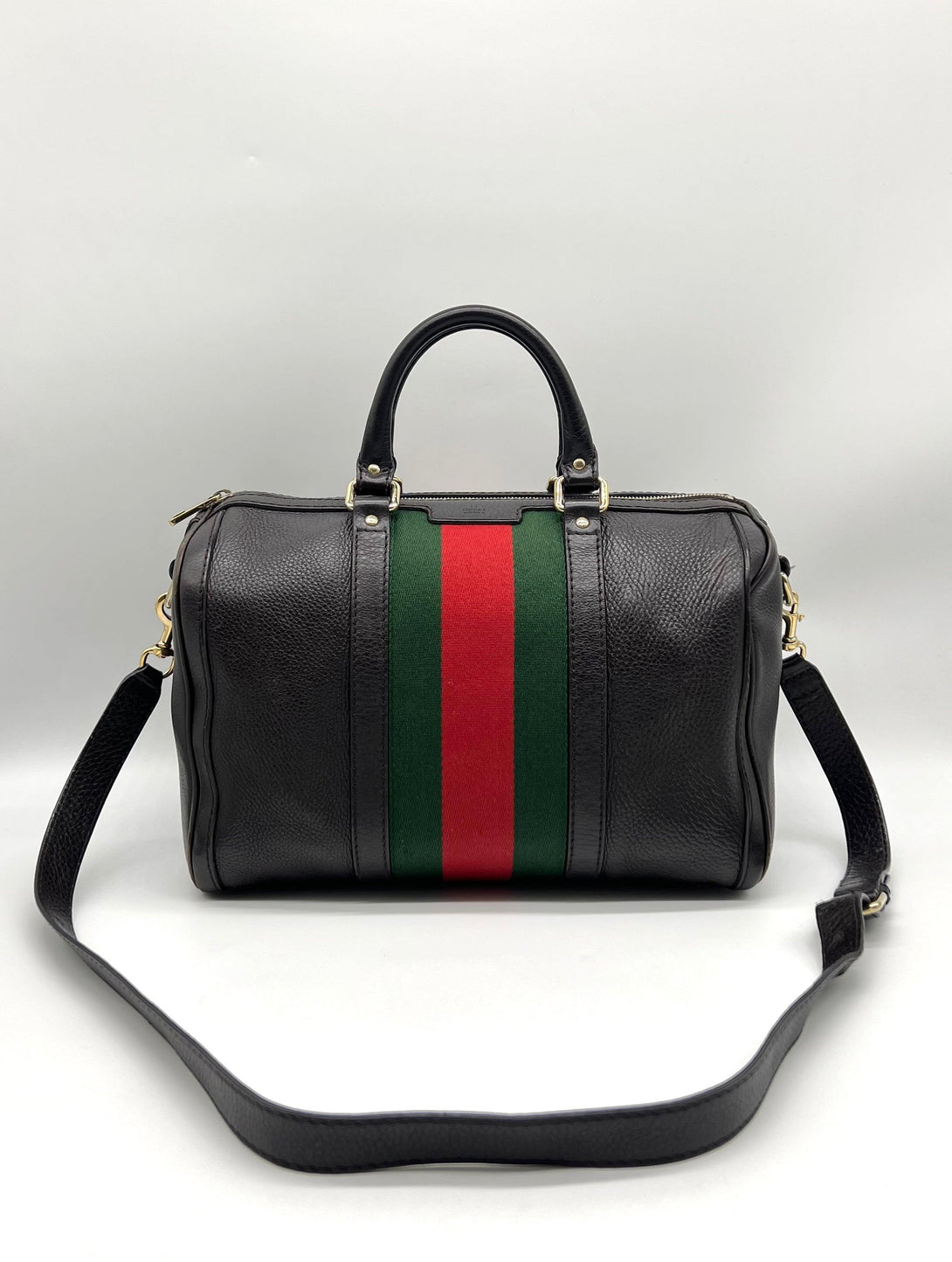 Gucci Boston Women Black Leather Hand Shoulder Bagp - Reeluxs 