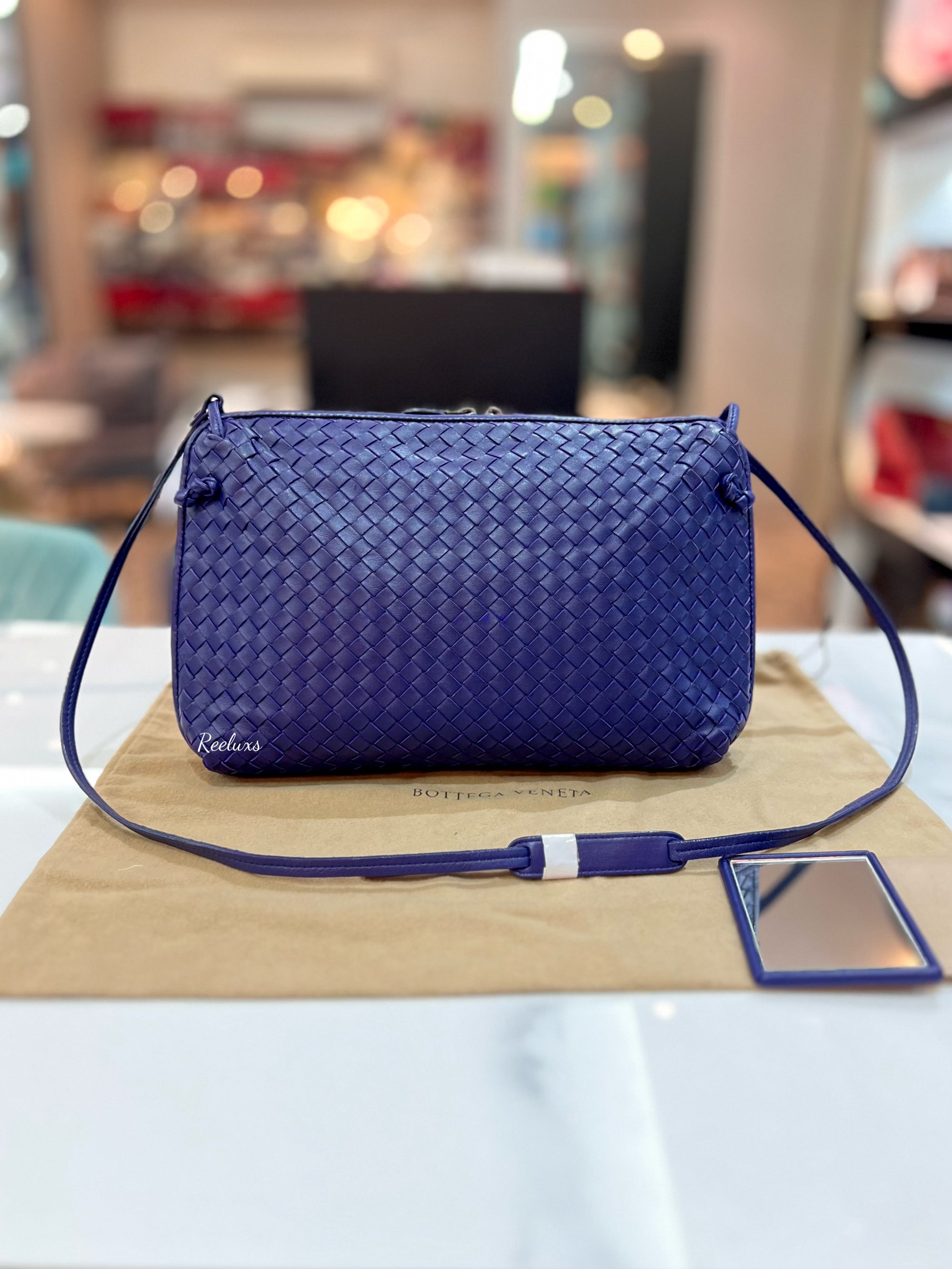 BOTTEGA VENETA Dark Purple Nodini intrecciato Shoulder Bag