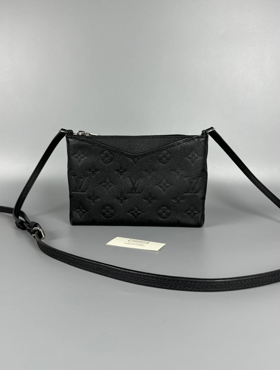 LOUIS VUITTON LV Black Monogram Empreinte Leather Pallas Pochette Crossbody Bag
