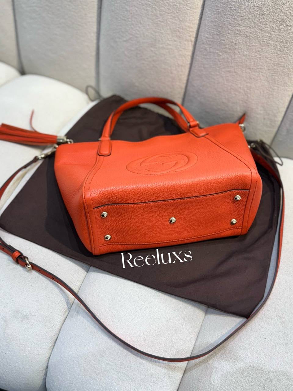 GUCCI Soho Top Handle Bag Orange Tote Bag
