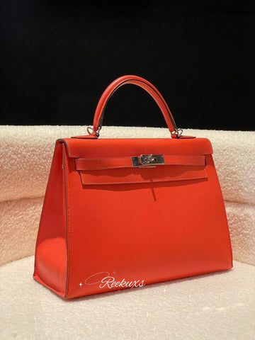 HERMES Capucine Epsom Kelly Sellier 32 Palladium Hardware