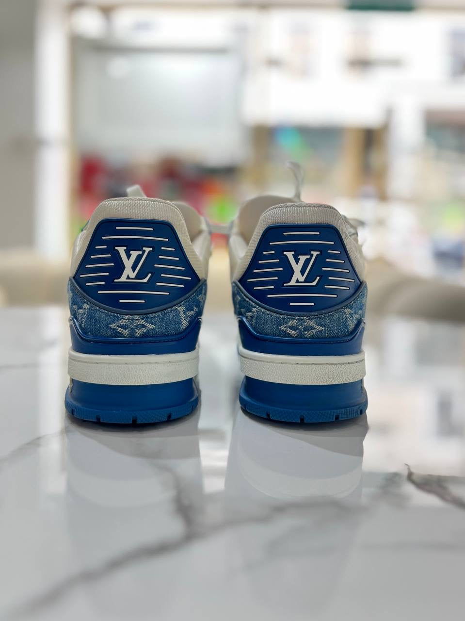 Louis Vuitton LV Trainer Sneaker Denim Blue Shoe size 7 1/2