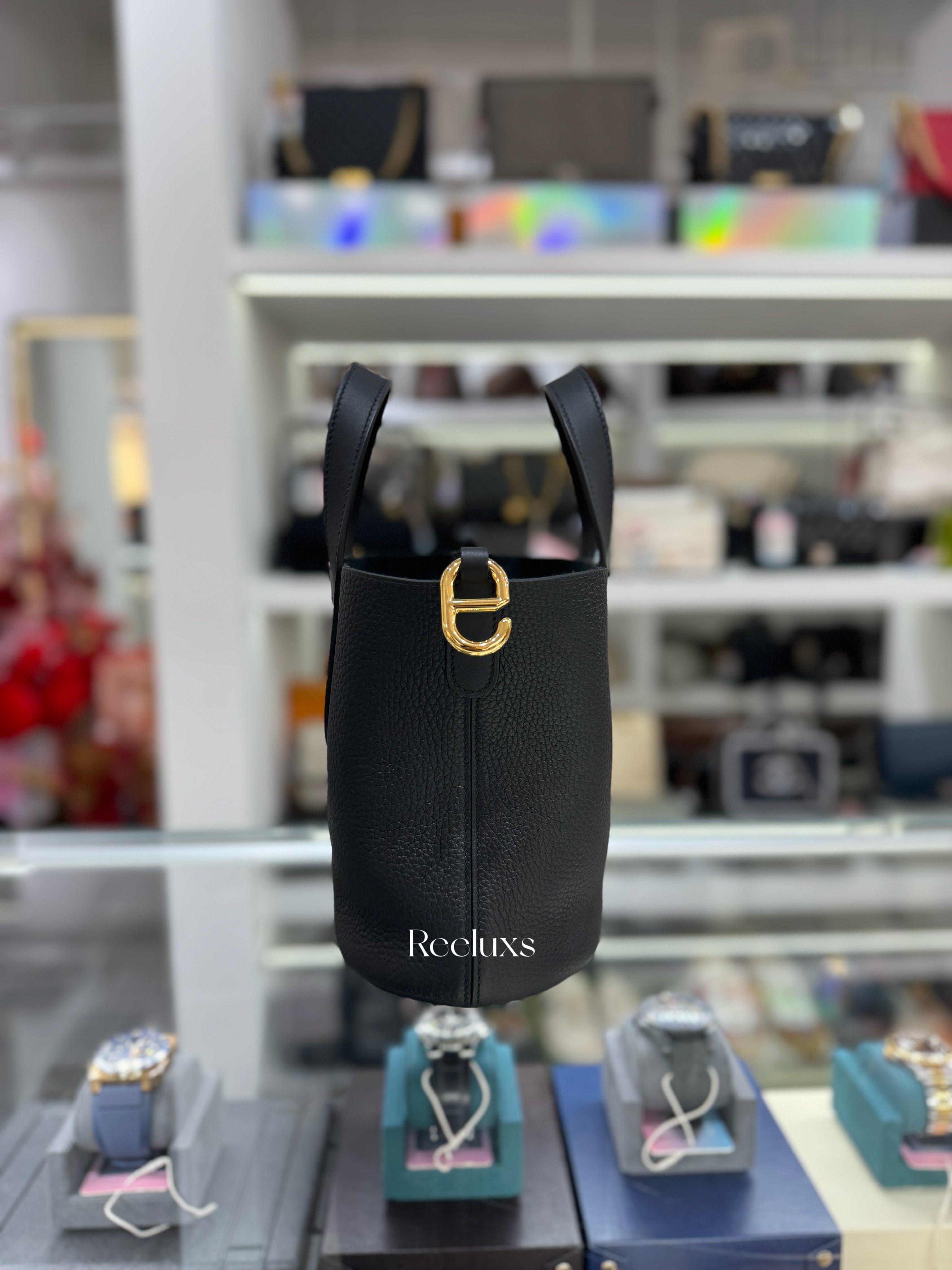 HERMES In-The-Loop 18 Bag In Black Taurillon Clemence and Swift Leather