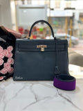 HERMES Kelly 35cm 2Way Use Blue Nuit Togo Leather