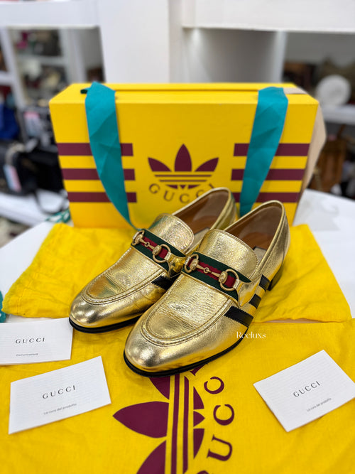 GUCCI x ADIDAS Gold Leather Horsebit Loafer